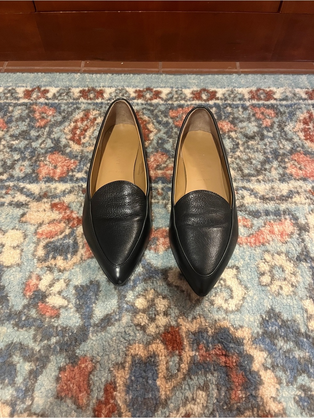 Everlane Black Pointed Leather Flats